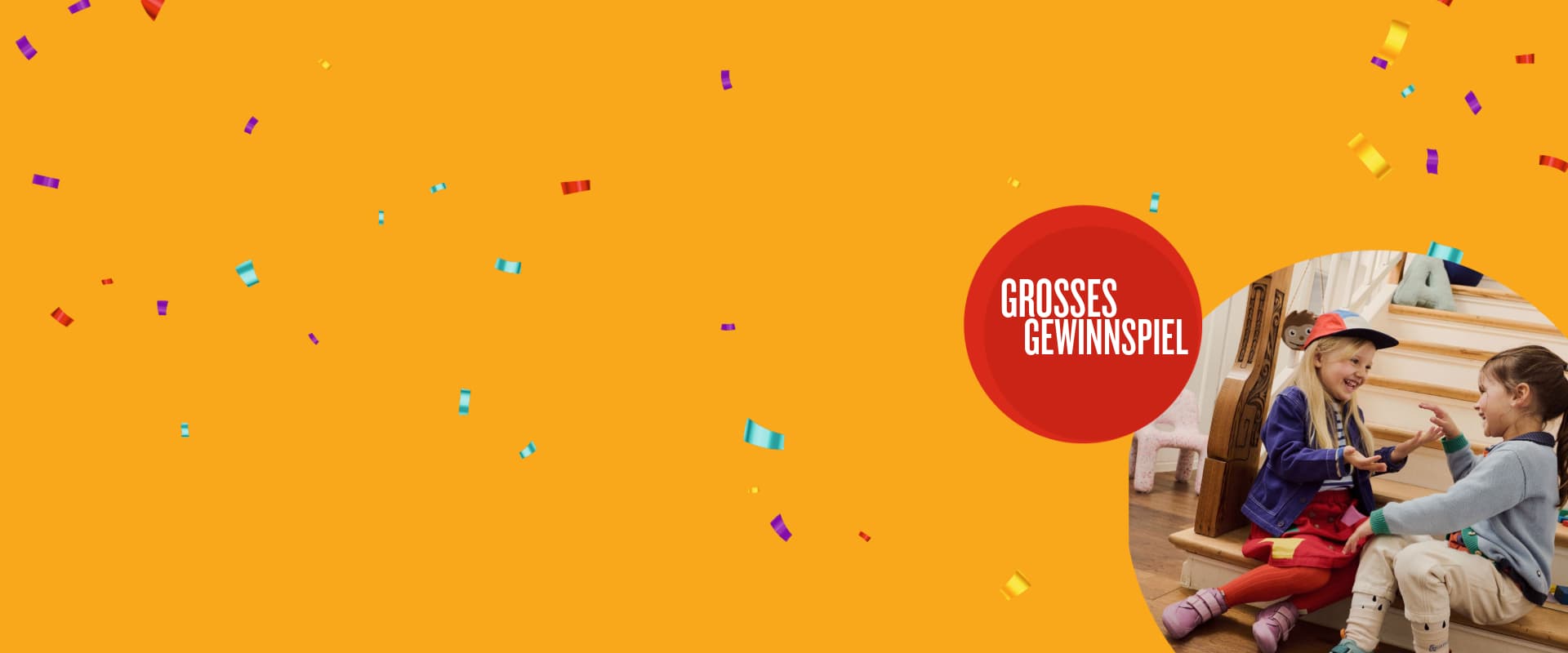 Gelber Hintergrund mit Affenzahn Logo und Image Bild