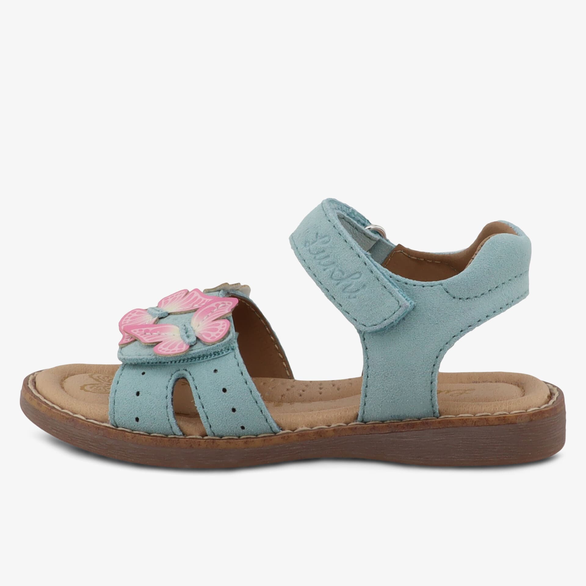 Bequeme Ledersandalen mit Blumenapplikation und strapazierfähiger Sohle