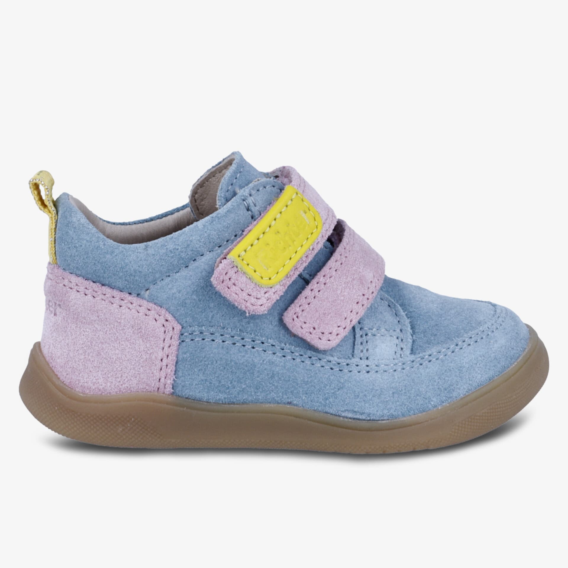 Bequemer bunter Schuh mit Klettverschluss und Gummisohle für leichten Tragekomfort.