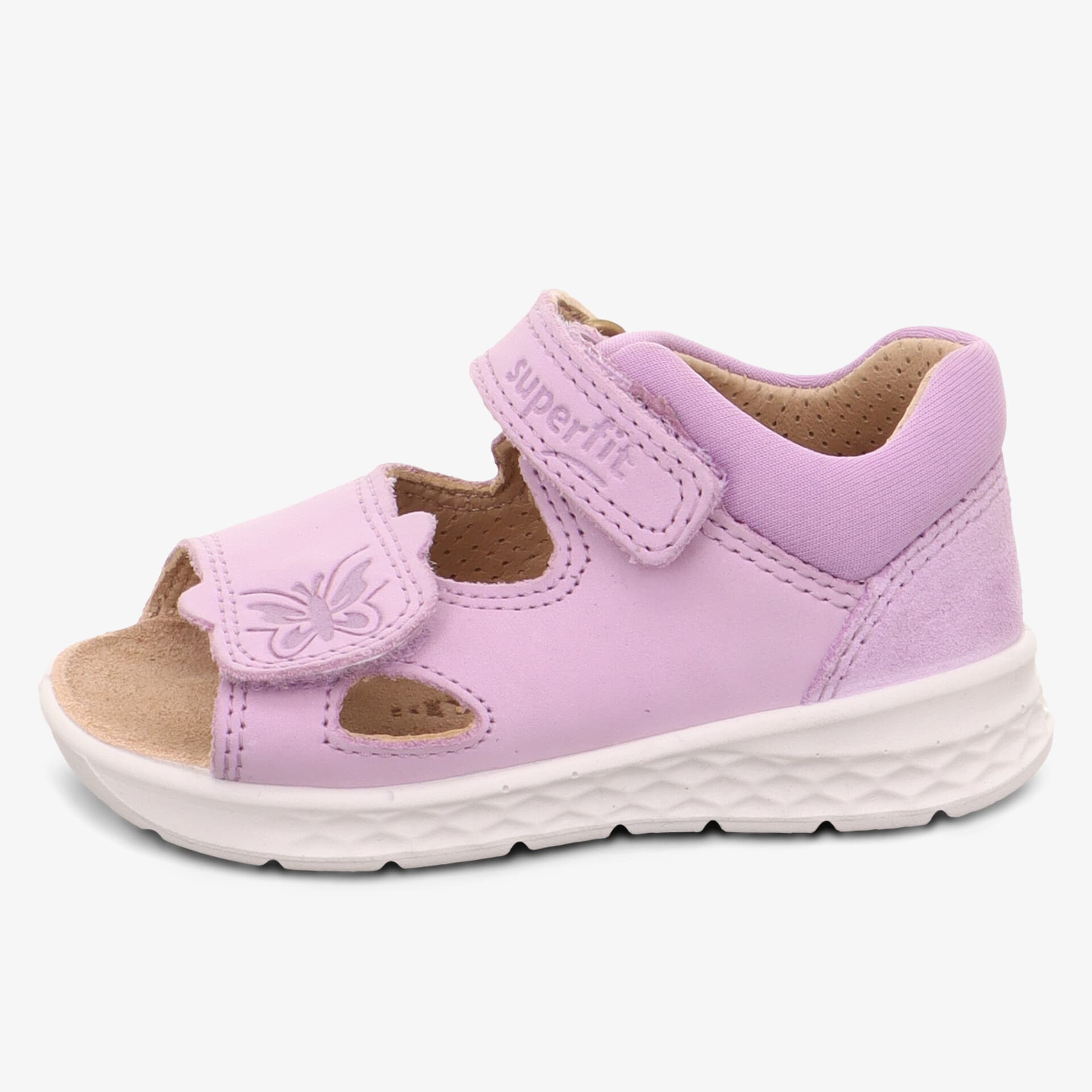 Bequemer Kinderschuh in hellrosa mit verstellbaren Klettverschlüssen und flexibler rutschfester Sohle