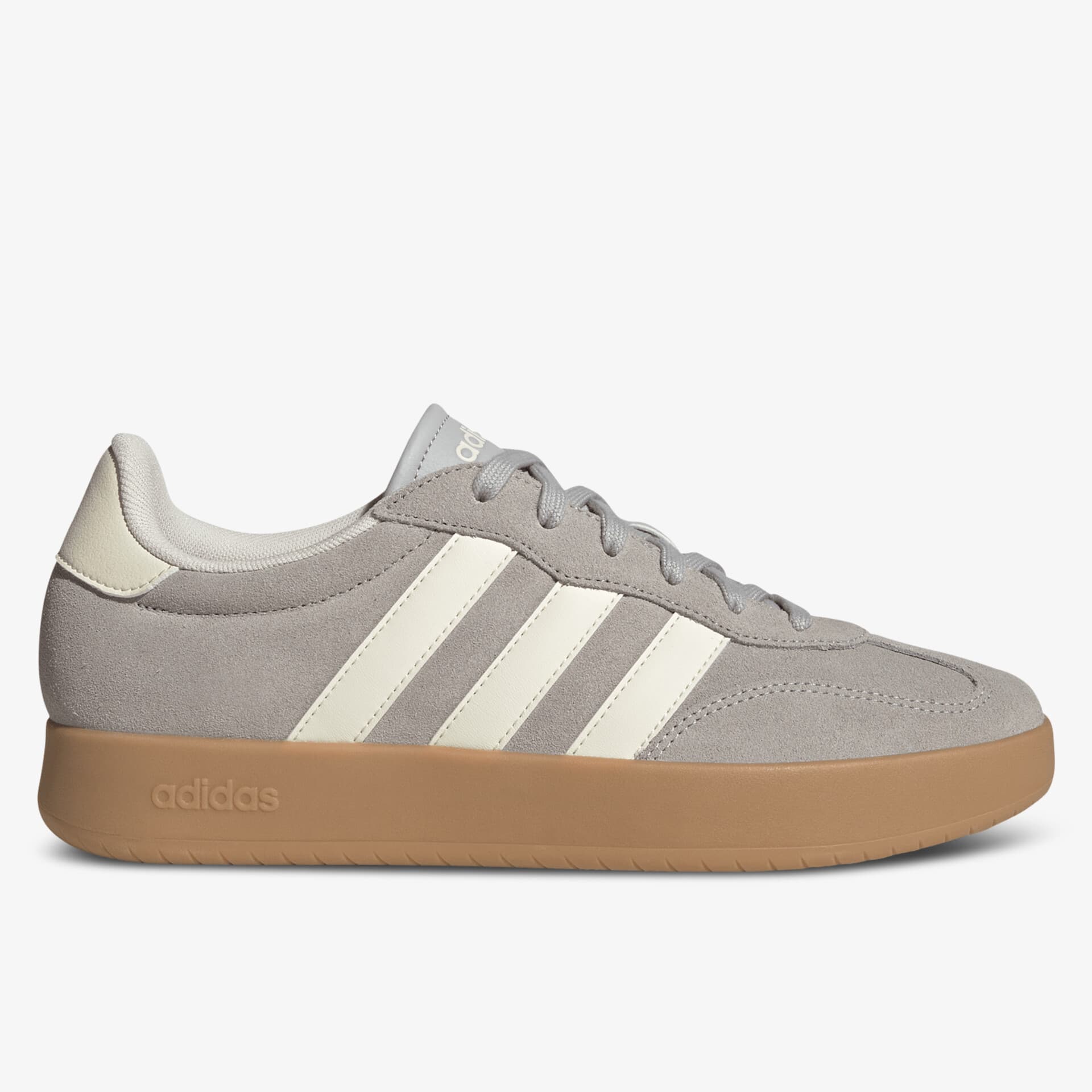 komfortabler Sneaker mit seitlichem Markenlogo und robuster brauner Gummisohle in neutralen Farben